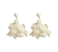 Flower Earrings - Bohemian Summer Drop Earrings Chiffon Petal Tassel Ear Jewelry Stylish Lightweight Earring For Women Girls Wedding Party Office Holiday Vacation