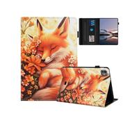 (Flower Fox,Multicolor)For iPad Pro 11 (2024) Case Pattern Leather Tablet Cover with Auto Sleep Wake, Card Holder - Butterf