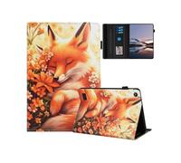 (Flower Fox,Multicolor)Tablet Case For Amazon Fire 7 (2019) (2017) 2015 Pattern Leather Cover Auto Sleep Wake, Card Holder