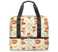 Flower Fox Sac de sport pour femme et homme Kirls Garçons Filles 21 L Sac fourre-tout séparé pour voyage, gym, yoga, couleur, Big, Organiseur de sac