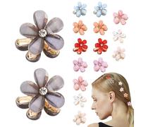 Flower Hair Clips, Non-Slip Jaw, Clips with Rhinestone Small Strong Grip, Cute Catch 16X Pack, Elegant Hair Accessories for Women and Girls, Perfect for Long Styling