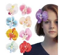 Flower Hair Clips, Tropical Orchid Barrettes, Elegant Styling Accessory, Anti-Slip Holiday Design, 9 Piece Set, for Women Girls Travel School Daily Vacation Beach Bridal Dating Party
