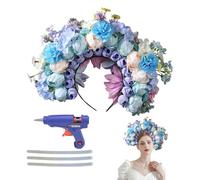 Flower Headband, Flower Hair Hoop - Bandeau de couronne florale, Resse tête de mode, chatte costumée, accessoires photo pour femme, remise de diplôme, événement de printemps