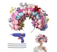 Flower Headband, Flower Hair Hoop | Bandeau de couronne florale | Serre-tête de mode, chatte costumée, accessoires photo pour femme, remise de diplôme, événement de printemps