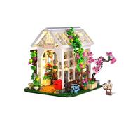Flower House Kit de Construction avec Lumière LED - 1332 Pièces Maison de Jardin avec Fleurs, Plantes, Perroquet, Chat, Cadeau Noël 6-12 Ans