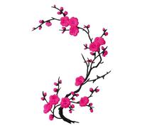 Flower Iron Patch - Embroidered Plum Blossom Applique, Sew-On Fabric Decor