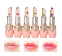 Flower Jelly Rouge à Lèvres Magique, 6Pcs Gelée Fleur Couleur Température-Changante, Baume à Lèvres Imperméable, Hydratant & Longue Tenue, Parfumé Fruité Baume à Lèvres Crystal pour Soirées