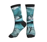 Flower Leaf Chaussettes de sport respirantes pour homme et femme avec soutien rembourré de la voûte plantaire Bleu sarcelle Taille 36-48, 3, Taille unique