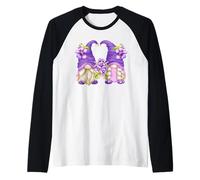 Flower Lover Summer Graphic for Women Hippies Purple GNOME Manche Raglan