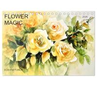 FLOWER MAGIC (Desk Calendar 2026 DIN A5 landscape), CALVENDO 12 Month DeskCalendar: Flower dreams painted in watercolor, without preliminary drawing