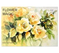 FLOWER MAGIC (Wall Calendar 2026 DIN A4 landscape), CALVENDO 12 Month Wall Calendar: Flower dreams painted in watercolor, without preliminary drawing