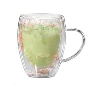 Flower Mug - Glass Coffee Cup, Floral Tea Mug | Heat Resistant Handle, Dried Flower Wall Design for Hot Drinks, Cold Brew, Home Use, Setting, Beverage Serving, Gift Presentation