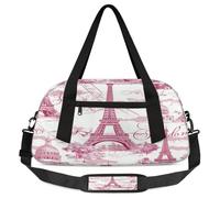 Flower Paris Sac de sport pour enfants garçons filles adolescents Paris Tour Eiffel Papillon Sports Gym Sac de sport pour weekend, voyage, gymnastique, danse ballet, multicolore