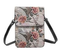 Flower Paris Tour Eiffel Flower Paris Tour Eiffel Crossbody Cell Phone Purses for Women, PU Leather Cute Printed Small Mobile Phone Wallet