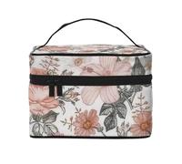 Flower Paris Tour Eiffel Imprimée Portable Voyage Trousse de maquillage polyvalente Fermeture éclair pour trousse de maquillage Grande capacité Polyester Noir Taille unique, Noir/blanc, One Size