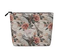 Flower Paris Tour Eiffel Organiseur cosmétique Grand sac en chanvre résistant à l'eau Poche zippée pour voyage quotidien