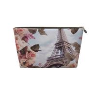 Flower Paris Tour Eiffel Trousse de toilette de voyage en cuir, élégante et durable, facile à transporter, doré, Taille unique