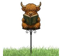 Flower Pot Decorations - Animal Reading Garden Stake Metal