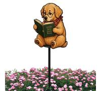 Flower Pot Decorations - Animal Reading Garden Stake Metal