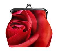 Flower Red Rose Blossom Coin Purse Kiss Lock Change Purse Vintage Trinkets Pouch