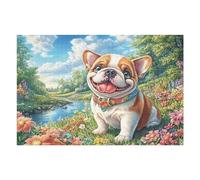 Flower Sea Cute BullChien 1000 Pièces Puzzle Collectionneur en Carton Haute Qualité Haute Difficulté Décoration Murale Oeuvre d'art Cadeau Noël Premium 1000 PCS/75x50cm