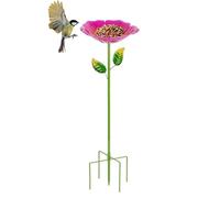 Flower Shaped Bird Bath with Metal Stake for Outdoor Garden