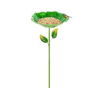 Flower Shaped Bird Bath with Metal Stake for Outdoor Garden
