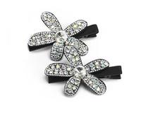 Flower Sparkling Rhinestone Hair Clip，Retro Hairpin, Duckbill Clip, Elegant Headdress Full Of Diamonds, Korean Style，2 Pcs. (White,8cm)