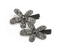 Flower Sparkling Rhinestone Hair Clip,Retro Hairpin, Duckbill Clip, Elegant Headdress Full Of Diamonds, Korean Style,2 Pcs. (Black,8cm)