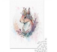 Flower Squirrel Artwork Puzzle 1000 Pièces, Cadeau d'hiver, 52x38cm/1000pcs | Pour les jours de pluie : ce puzzle adulte 1000 pièces offre un loisir classique pensé pour les adultes.