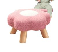 Flower Stool - Soft Plush Seat Furniture, Round Footrest, Modern Padded Ottoman, Cute Floral Design Chair | Decorative Sitting Stool for Bedroom Living Room Dorm Nursery Apartment Entryway