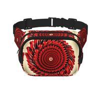 Flower Vortex Sac banane à fermeture éclair en spirale avec sangle réglable pour jogging, cyclisme, Noir , Taille unique