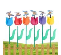 Flower Windmill for Yard,6-Piece Long-Lasting Decorative Colorful Floral Windmills | 43×8cm Flower Pinwheels | for Backyard Courtyard Lawn Landscaping Farmhouse Flowerbeds Party Holiday Festival