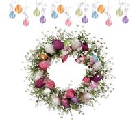 Flower Wreath, Easter Door Wreath, 17inch Funny Artificial Spring Flower, 45cm Cute Funny Artificial, Easter Eggs Front Door Wreaths for Home Entryway Wall Porch Yard