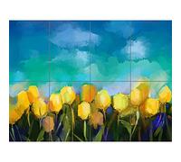 Flower Yellow Tulips Painting XL Giant Panel Poster (8 Sections) Fleur Jaune La peinture Affiche