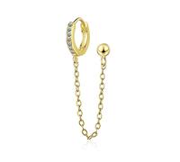 floweragrant Femmes Argent Boucles D'Oreilles, 925 Argent Sterling 1Pc Double Oreille Trou Cubique Zircon Créoles Boucles D'Oreilles Chaîne Boucle D'Oreille Boule Bijoux Les Femmes S-E1009 Cadeaux