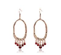 floweragrant Femmes Argent Boucles D'Oreilles, Antiques Boho D'Oreilles Pendantes Pour Indiennes Rouges Creuses Anniversaire Tassel Accessoires D'Ore