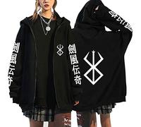 flowereyes Anime Berserk Sweat à Capuche zippé Sweat Berserk Cosplay Cardigan Sweat Guts Veste à Capuche décontractée pour Hommes Femmes