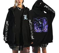 flowereyes Anime Death Note Sweat À Capuche Zippé Yagami Light Cosplay Cardigan Sweat L·Lawliet Casual Zip Up Hoodie Veste pour Hommes Femmes