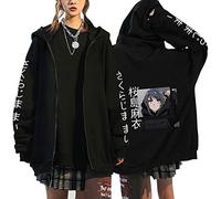 flowereyes Anime Rascal Does Not Dream of Bunny Girl Senpai Sweat à Capuche zippé Sweat Sakurajima Mai Cosplay Cardigan Sweat Azusagawa Sakuta Veste à Capuche décontractée pour Hommes Femmes
