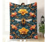 flowereyes Couverture Flanelle Motif Guêpe, Douce Couverture Chaud pour Canapé Lit Salon, Légère Confortable Toute Saison,Élégant Simple/Double/King Size