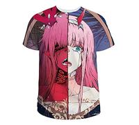 flowereyes Darling in The FRANXX Fashion 3D T Shirt Zero Two Anime Short Sleeve Summer Casual Loose Top pour Unisex