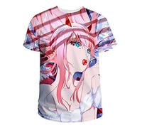 flowereyes Darling in The FRANXX Fashion 3D T Shirt Zero Two Anime Short Sleeve Summer Casual Loose Top pour Unisex