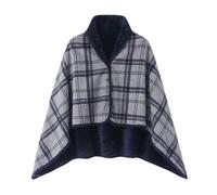 flowereyes Poncho Polaire pour Femme, Couverture Portable, Cape d'hiver Chaude à Carreaux avec Boutons, écharpe, Couverture Portable