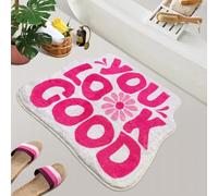 flowereyes Tapis de Bain You Look Good Tapis antidérapant Lavable Créatif Motif Floral et Alphabet Paillasson Doux et Amusant