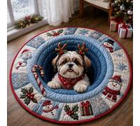 flowereyes Tapis de Noël 3D Ronds Tapis à Illusion Optique Escalier Spirale | Tapis 3D Illusion Paillasson de Noël Tapis Rond Décoration de Noël pour Espaces de Vie Intérieur Extérieur