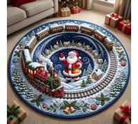 flowereyes Tapis de Noël 3D Ronds Tapis à Illusion Optique Escalier Spirale | Tapis 3D Illusion Paillasson de Noël Tapis Rond Décoration de Noël pour Espaces de Vie Intérieur Extérieur