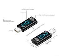 Floweringbeter Adaptateur d'affichage numérique TYPEC 140 W femelle vers mâle USB C convertisseur avec charge rapide de 35 W affichage de la puissance en temps réel compatible avec les téléphones