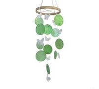 Floweringbeter Carillon éolien en coquillage naturel et papillon pour des mélodies apaisantes et un attrait décoratif, convient pour accrocher dans le jardin, le porche ou le balcon (vert)