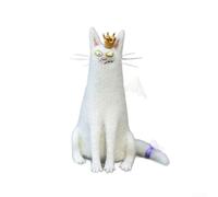 Floweringbeter Chat en feutre de laine fait à la main avec des caractéristiques expressives et une douceur tactile, ajoute de la personnalité et de la chaleur à votre affichage de bureau (Queen of